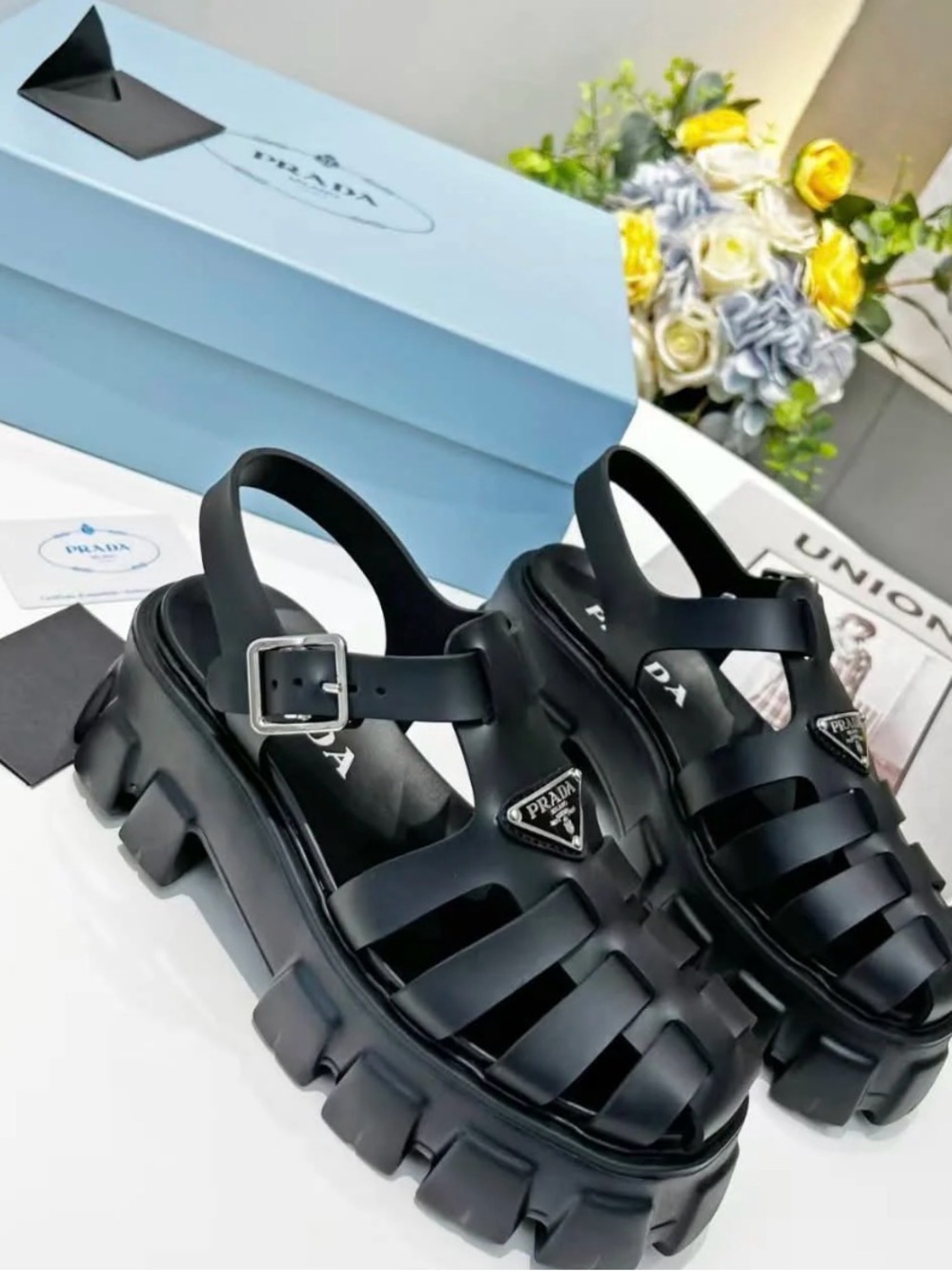 Prada Women's Rubber Monolith Sandals size 10